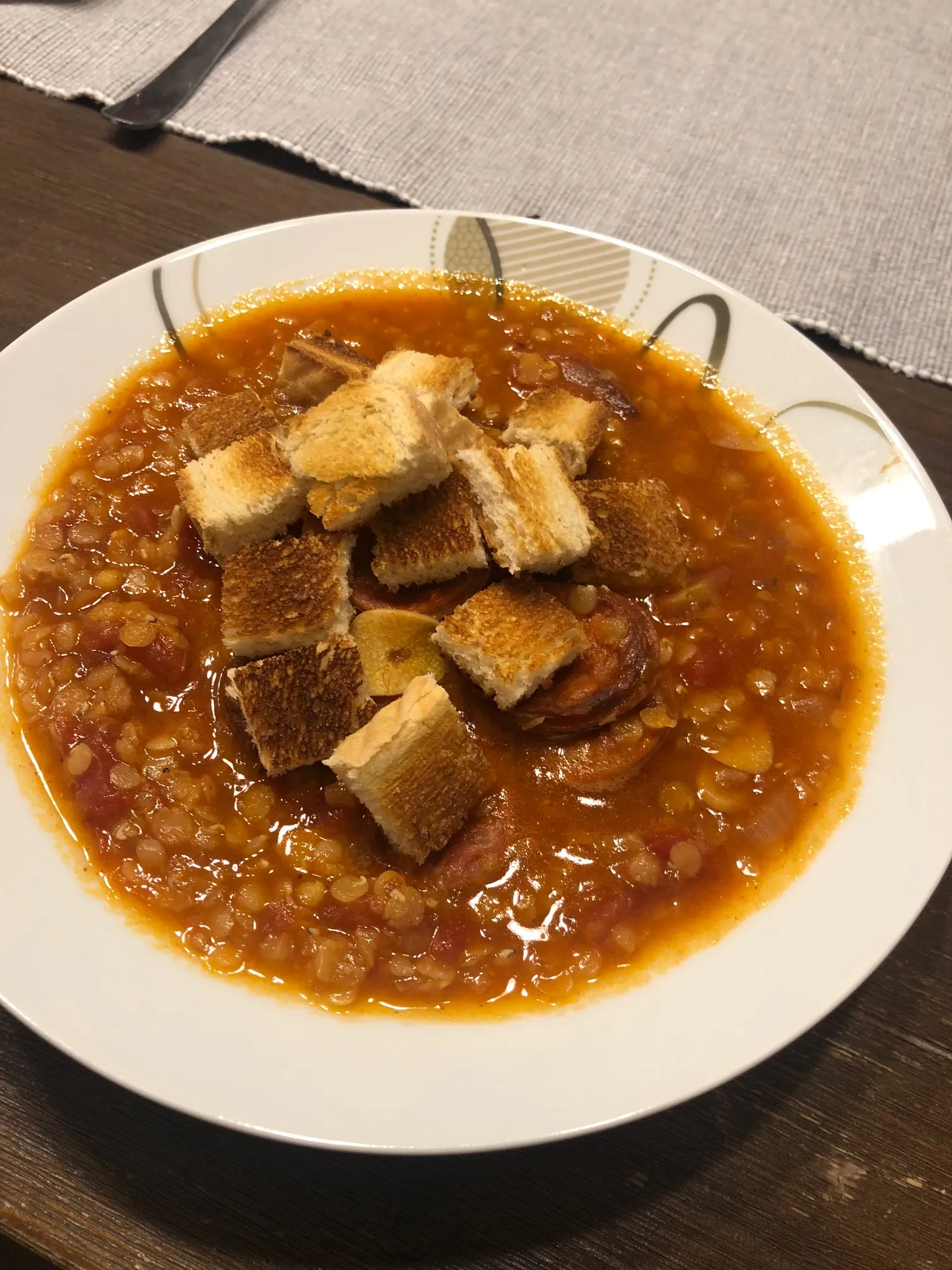 Čočková polévka s chorizem